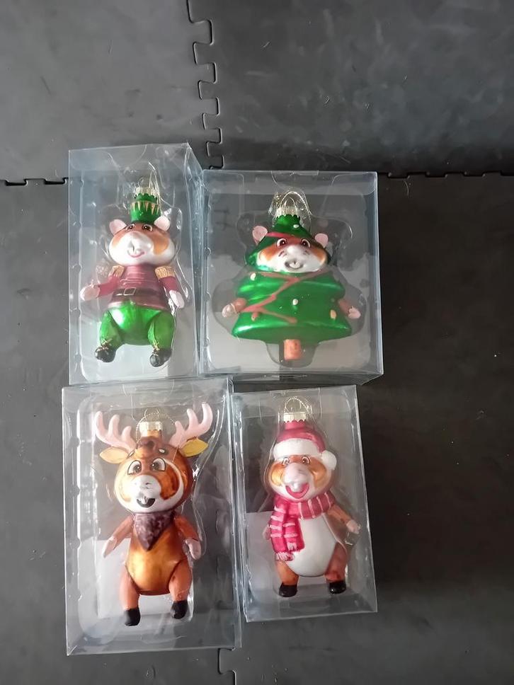 AH Hamster Glazen Hanger 4 stuks (2024), Diversen, Kerst, Zo goed als nieuw, Ophalen of Verzenden