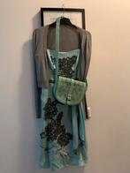 Jurk mint, vestje en tasje - maat L, Kleding | Dames, Maat 42/44 (L), Ophalen of Verzenden, Zo goed als nieuw, Knielengte