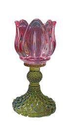 Kandelaar Flower T-light licht roze 2x, Ophalen of Verzenden, Nieuw, Overige materialen, Minder dan 25 cm
