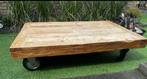 Houten salontafel op wielen, Ophalen, Gebruikt, 100 tot 150 cm, 50 tot 100 cm