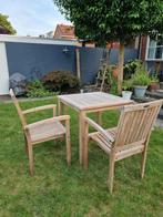 Teak Tuinset Allure - 2 Stoelen & Tafel, 2 zitplaatsen, Gebruikt, Teakhout, Ophalen of Verzenden