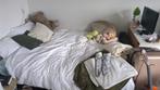 Queen Size Slaapbank / Bedbank, Gebruikt, Tweepersoons, 200 cm, Grijs
