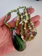 Vintage authentiek jade edelstenen collier, Ophalen of Verzenden