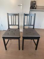 2 IKEA STEFAN stoelen met JUSTINA kussens, Huis en Inrichting, Stoelen, Ophalen, Gebruikt, Twee, Zwart