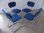 4 stuks retro / design stoelen 70 jaren, Huis en Inrichting, Stoelen, Blauw, Vier, Gebruikt, Metaal