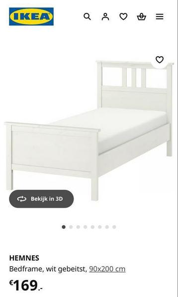 IKEA Hemnes Bed + lattenbodem 1 persoons  - 90x200 cm - afbeelding 1