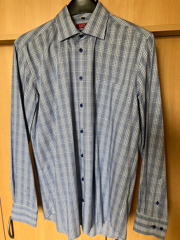 LIV overhemd in supernette staat! Maat 41/42, Kleding | Heren, Overhemden, Zo goed als nieuw, Halswijdte 41/42 (L), Blauw, Ophalen of Verzenden
