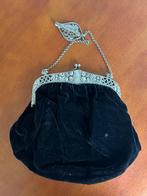 Antieke alpaca beugeltas in zwart fluweel, Antiek en Kunst, Ophalen of Verzenden, Dames, Overige merken