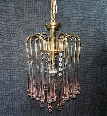 Murano glas Kroonluchter Waterval kristal roze beschikbaar voor biedingen
