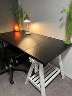 Ikea bureau anfallare, zwart blad in hoogte verstelbaar, Huis en Inrichting, Bureaus, Ophalen, In hoogte verstelbaar, Zo goed als nieuw