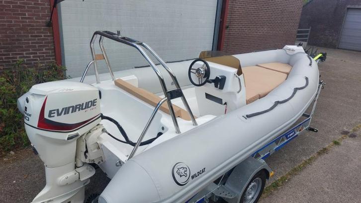Wildcat 525 Sundeck RIB met Evinrude 90 pk ETEC, Watersport en Boten, Rubberboten, Zo goed als nieuw, Overige merken, Overige materialen