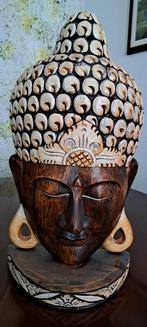 Vintage Houten Boeddha Hoofd - 56 cm, Ophalen of Verzenden, Gebruikt