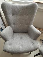 2 Lichtgrijze Fauteuils – Zeer Goede Staat, Huis en Inrichting, Fauteuils, Ophalen, Gebruikt, Minder dan 75 cm, Stof