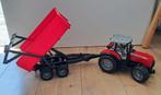 Bruder tractor Massey Ferguson met kiepwagen / aanhanger, Ophalen of Verzenden