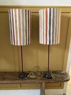 Set stijlvolle schemerlampen met gestreepte kappen, Ophalen, Gebruikt, Metaal, 50 tot 75 cm
