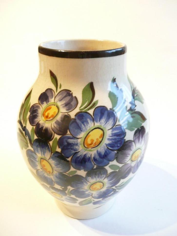 Quo Vadis Gouda plateel vaas L.V. 332 - H. 16 cm, Antiek en Kunst, Antiek | Vazen, Ophalen