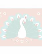 Poster Pauw A4 mint roze kinderkamer babykamer meisje kind, Minder dan 50 cm, Verzenden, Nieuw, Foto of Poster