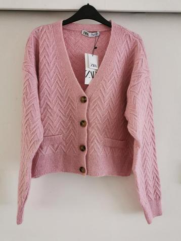 ZARA kabelvest roze gemêleerd mt. M beschikbaar voor biedingen