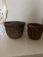 Drie soorten stoere sobere leemmanden, Huis en Inrichting, Woonaccessoires | Schalen en Manden, Ophalen, Mand, Rond, Zo goed als nieuw