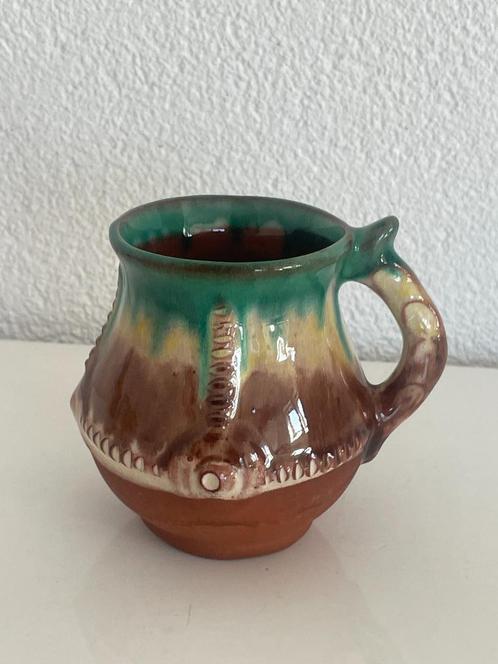 Oude terracotta geglazuurde koffiekop Spinazie en ei kleur, Antiek en Kunst, Antiek | Keramiek en Aardewerk, Ophalen of Verzenden