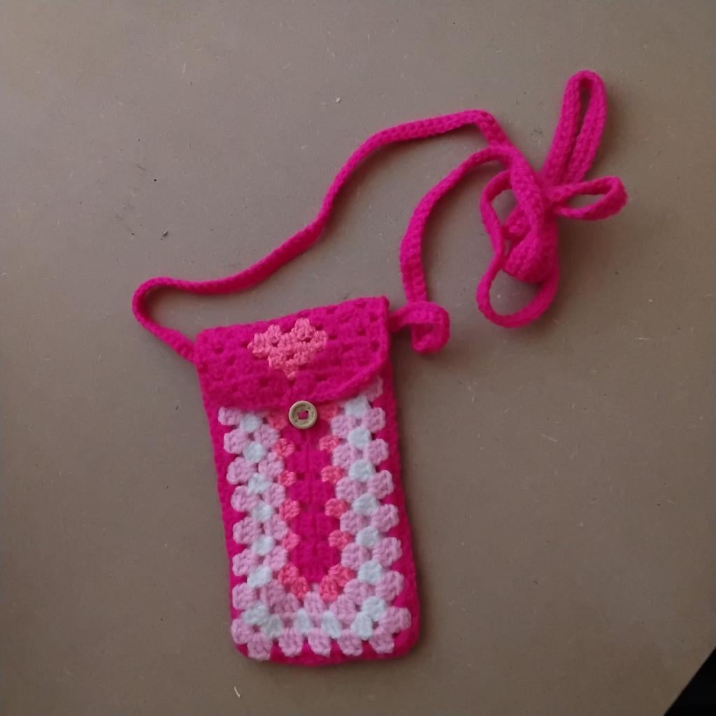 Gehaakt telefoontasje, Ophalen of Verzenden, Nieuw, Roze, Schoudertasje