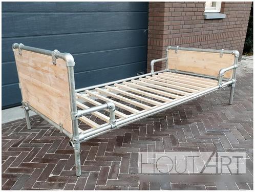 Bed verzinkte STEIGERBUIS met steigerhout!, Kinderen en Baby's, Kinderkamer | Bedden, Nieuw, 180 cm of meer, 85 tot 100 cm, Lattenbodem