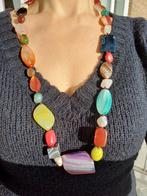 Vanoli lange collier / ketting met agaat en halfedelstenen, Vanoli, Overige kleuren, Amsterdam, Nieuw