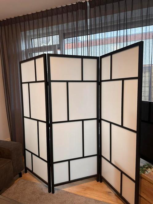 IKEA RISÖR Roomdivider – wit/zwart – 216x185 cm – als nieuw, Huis en Inrichting, Woonaccessoires | Kamerschermen, Zo goed als nieuw