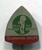 Oliemans Delft Kachels & haarden blik speldje ( G_144 ), Verzamelen, Speldjes, Pins en Buttons, Merk, Speldje of Pin, Zo goed als nieuw
