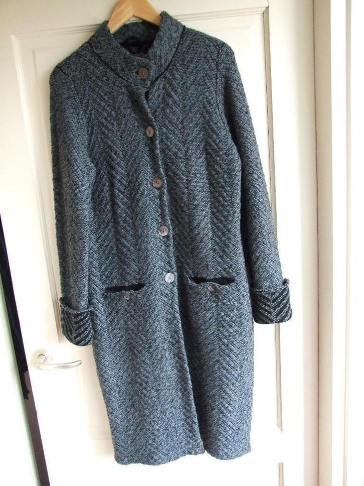 The Barn zgan lang wollen vest zwart/grijs/blauwig 42, Kleding | Dames, Truien en Vesten, Zo goed als nieuw, Maat 42/44 (L), Overige kleuren