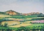 Roussillon en de okermijn in de Lubberron de Province. , Nieuw, Ophalen of Verzenden, Schilderij, Minder dan 50 cm