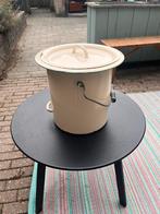 Brocante emaille emmer met deksel, Tuin en Terras, Bloembakken en Plantenbakken, Ophalen, Gebruikt, Minder dan 30 cm, Minder dan 60 cm