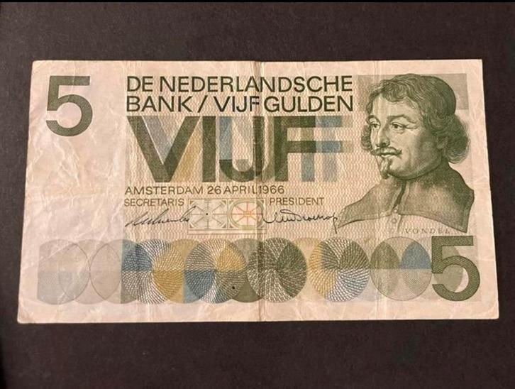 5 gulden Vondel uit 1966, Postzegels en Munten, Bankbiljetten | Nederland, 5 gulden, Ophalen of Verzenden