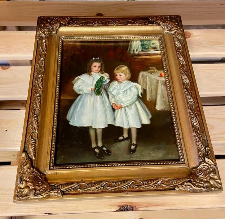 Roe Bros antiek schilderij – meisjes in witte jurken met pap, Antiek en Kunst, Kunst | Schilderijen | Klassiek, Ophalen