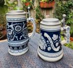 Germany Bierpul Gotterhalts steen met tinnen deksel blauw, Ophalen of Verzenden, Zo goed als nieuw, Pul(len), Overige merken