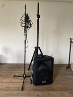 Te koop: Geluidsinstallatie incl. microfoon, Audio, Tv en Foto, Luidsprekers, Zo goed als nieuw, 120 watt of meer, Front, Rear of Stereo speakers