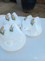 6 kop en schotels van melkglas., Ophalen of Verzenden