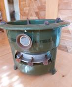 Brocante 3 pits groen emaille petroleum kookpit, Antiek en Kunst, Ophalen