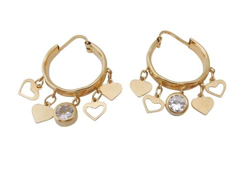 18 karaat Gouden Oorbellen Wokkels met Bedeltjes en Hartjes, Sieraden, Tassen en Uiterlijk, Oorbellen, Nieuw, Hangers, Goud, Goud