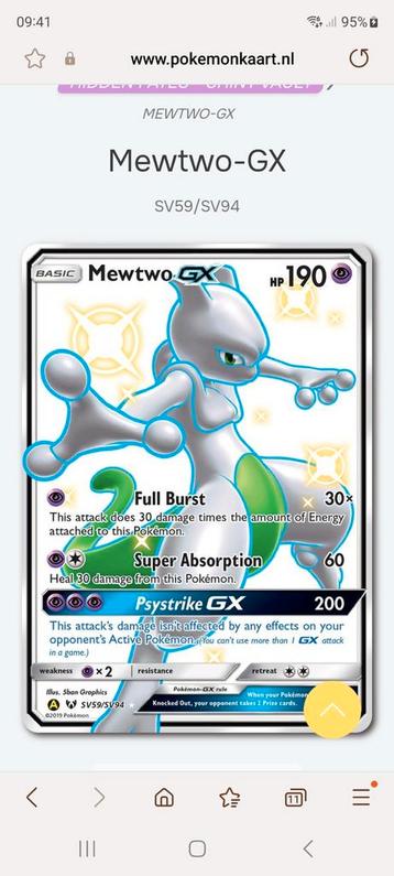 Mewtwo-GX Shiny Vault SV59/SV94 Pokémonkaart beschikbaar voor biedingen