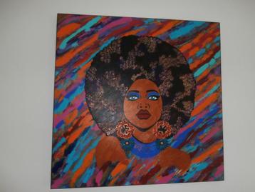 Schilderij prachtige kleuren-handgeschilderd Boho stijl  beschikbaar voor biedingen