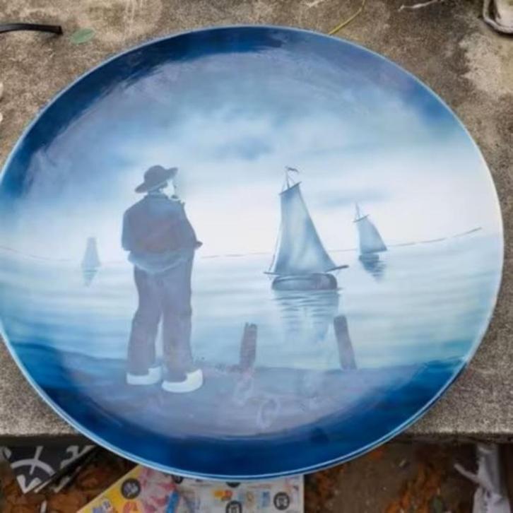 Groot aardewerk bord Societé Ceramique, Antiek en Kunst, Antiek | Keramiek en Aardewerk, Ophalen of Verzenden