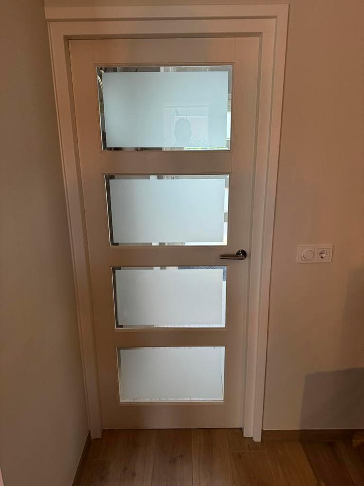 2 Stompe Binnendeuren, Gestraald Glas, Doe-het-zelf en Verbouw, Deuren en Horren, Zo goed als nieuw, Binnendeur, 200 tot 215 cm