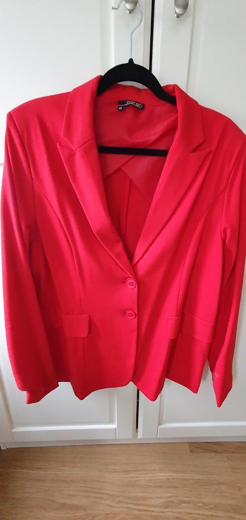 NORAH ROOD TRICOT COLBERT....maat 46, Kleding | Dames, Jasjes, Kostuums en Pakken, Gedragen, Maat 46/48 (XL) of groter, Rood, Ophalen of Verzenden