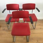 3 Gispen De Wit Ahrend stoelen stoel vintage rood skai IZGS, Gebruikt, Ophalen, Rood