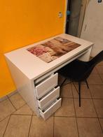 wit bureau , zwarte stoel, Huis en Inrichting, Bureaustoelen, Ophalen, Gebruikt, Wit, Balstoel