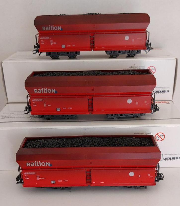 3 Railion Onderlossers met Kolenlading *Nieuwstaat* (11), Hobby en Vrije tijd, Modeltreinen | H0, Zo goed als nieuw, Wagon, Wisselstroom
