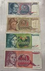 Joegoslavie Dinara biljetten 5000, 20000, 50000, 100000, Ophalen of Verzenden, Joegoslavië