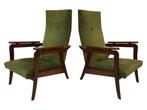 Vintage Fauteuil Set Van Twee Teakhouten Fauteuils Jaren 60, Hout, Gebruikt, Vintage, 75 tot 100 cm