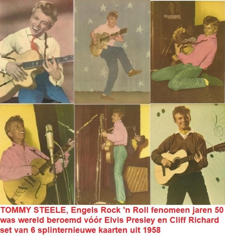 6 x foto ansichtkaart uit 1958, nieuw, TOMMY STEELE, Verzamelen, Muziek, Artiesten en Beroemdheden, Nieuw, Foto of Kaart, Ophalen of Verzenden